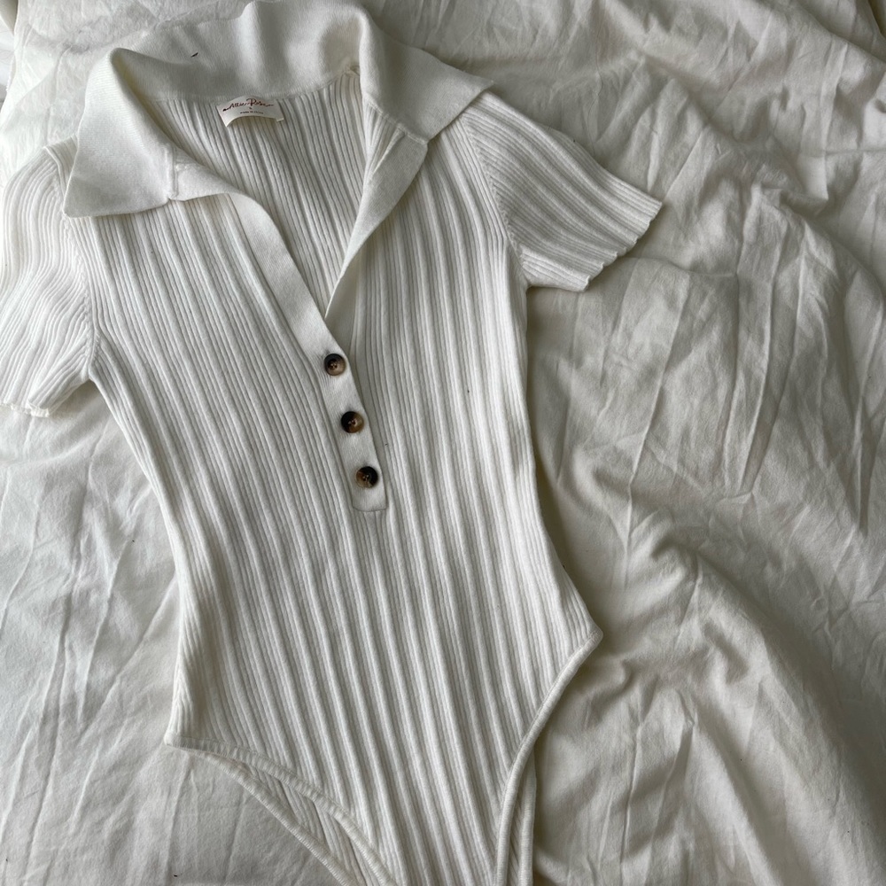 White Ribbed Bodysuit - Brand New